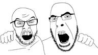 2soyjaks angry friendship glasses hand looking_at_you no_more_brother_wars open_mouth stubble variant:cobson variant:feraljak // 1920x1080 // 269.1KB