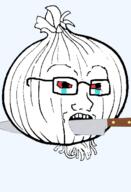 crying glasses knife logo meta onion open_mouth red_eyes soybooru soyjak text variant:soyak // 1026x1500 // 243.6KB