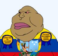 award bloodshot_eyes brown cocaine colombia colombian drugs ecuador ecuadorian fat gran_colombia mexico obese swarthy variant:meximutt venezuela venezuelan // 888x849 // 180.3KB