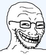 bald glasses grin rage_comic smile smug stubble template transparent_background troll trollface variant:soyak // 632x756 // 14.9KB