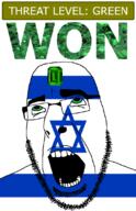 ahegao country emerald flag flag:israel gem glasses green green_eyes hair israel looking_up open_mouth schlog_color_event soyjak soyjak_blog star_of_david stubble teeth text threat_level_green variant:cobson won // 721x1115 // 151.1KB