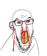 blood bloodshot_eyes blue_skin calm calming_down glasses nosebleed red_eyes stubble subvariant:feralrage variant:feraljak // 1500x1800 // 4.1MB