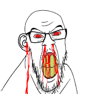 blood bloodshot_eyes blue_skin calm calming_down glasses nosebleed red_eyes stubble subvariant:feralrage variant:feraljak // 1500x1800 // 4.1MB