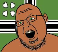 brown_skin country ear flag glasses kekistan mask open_mouth soyjak stubble variant:shotjak // 570x515 // 155.1KB