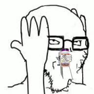 2soyjaks angry animated arm bloodshot_eyes brown_eyes finna glasses hand hands_up holding_object meds mud soyjak stubble variant:feraljak variant:soyak wrinkles // 765x765 // 18.8MB