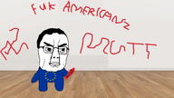 arm closed_mouth crayon drawing europe european_union flag flag:european_union full_body glasses hair holding_object leg soyjak star_(symbol) swastika text variant:chudjak wall yuropoor_cuck_faggot // 554x311 // 57.6KB