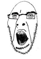 glasses oekaki open_mouth soyjak stubble variant:cobson // 4962x7019 // 3.1MB