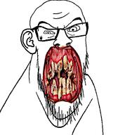 angry distorted ear glasses irl open_mouth soyjak stubble subvariant:feralrage variant:feraljak yellow_teeth you_were_one_i_ker // 873x941 // 255.1KB