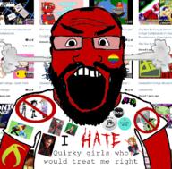 angry anti_furry arm aspie badge balding beard black_templars clothes cringe cringe_compilation deviantart dr._eggman facial_mark fat_fetish flashgitz fume furry gamergate glasses h_p_lovecraft hair i_hate incel inflation_fetish invader_zim kiwifarms lgbt meta:tagme nia_(character) open_mouth prohibition_sign red_skin republican sans screenshot sega sonic_(series) sonic_the_hedgehog sonic_underground south_park soyjak spade subvariant:science_lover t-shirt tamers12345 text trend:slopjak tshirt variant:markiplier_soyjak vore warhammer youtube // 800x789 // 581.6KB