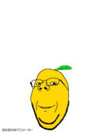 animated food fruit glasses lemon poyopoyo smile soyjak stubble subvariant:wholesome_soyjak variant:gapejak yellow_skin zoomzoom // 300x400 // 373.0KB