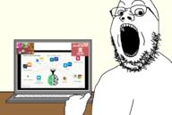 arm glasses hand laptop open_mouth soyjak stubble variant:gapejak // 1734x1166 // 737.1KB