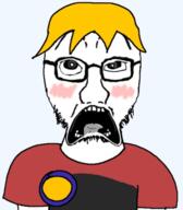 ahegao award badge blush front_facing looking_up medal nate open_mouth red_shirt scared stubble subvariant:doctos tongue variant:soyak yellow_hair // 467x534 // 250.1KB