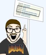 barneyfag bronies_this_is_your_mindset brown_hair doom glasses hair lee_goldson mustache my_little_pony open_mouth pointing sign soyjak stubble teeth text transparent transparent_background variant:abortion_lover white_skin // 794x960 // 299.4KB