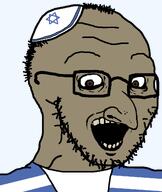 brown_eyes brown_skin clothes crazed hat insane jewish_nose judaism jude kike kippah nose open_mouth rotten_teeth series:yehudyakim star_of_david subvariant:soyak_(crazed) tallit variant:soyak // 970x1150 // 33.5KB