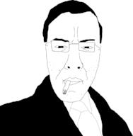 cigarette closed_mouth clothes glasses hair necktie redraw smoking soyjak subvariant:chudjak_front suit variant:chudjak // 1692x1728 // 159.8KB