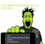 black_shirt glasses green_skin kiwifarms lolcow markiplier open_mouth phone showing_phone soyjak variant:markiplier_soyjak // 637x624 // 68.8KB