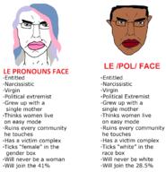 brown_skin colorful_hair ear glasses hair pol_(4chan) soyjak subvariant:pol_face text tranny variant:chudjak // 2028x2104 // 75.1KB