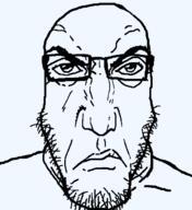 aliased closed_mouth frown glasses punisher_face soyjak stubble template transparent transparent_background variant:markiplier_soyjak // 599x654 // 18.0KB