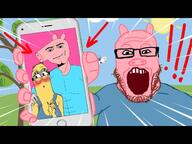 animal arrow blue_sky butterfly cellphone cloud daddy_pig despicable_me exclamation_mark facial_hair facing_front front_facing glasses hohol holding_object holding_phone man_face minion peppa_pig phone pig roblox sky soyjak stubble subvariant:phoneplier subvariant:phoneplier_vertical sun tree ukraine variant:markiplier_soyjak variant:soyak // 640x480 // 81.3KB