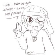 clothes female glasses hair open_mouth soy speech_bubble starbucks text variant:soytan // 742x733 // 49.3KB