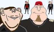 ack adidas aryan band beard bloodshot_eyes blue_eyes clothes fred_durst full_body hair hat jonathan_davis korn limp_bizkit music nine_inch_nails rope smile subvariant:mexiaryan subvariant:mexiaryan_front system_of_a_down variant:bernd variant:impish_soyak_ears variant:meximutt // 1428x849 // 271.5KB