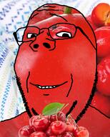 acerola_cherries food fruit glasses series:fruiterz! series:operation_fruitjak soyjak subvariant:wholesome_soyjak variant:gapejak wrinkles // 1000x1250 // 1.9MB