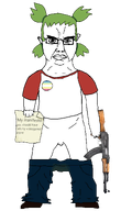 4chan 4cuck ak-47 anime ear flag:minor_attracted_person full_budy glasses green_hair gun hair holding_gun holding_object lips manifesto map_(pedophile) pants_down pedophile red_shirt shoe subvariant:obsessedchud variant:chudjak white_shirt yotsoyba // 1092x1911 // 199.4KB