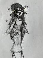 beanie clothes cute drawfag female full_body glasses oh_my_god_she_is_so_attractive open_mouth soyjak traditional_media variant:soytan // 1536x2048 // 1.1MB