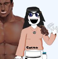 arm beanie blue_eyes blush bwc clothes female glasses hair hand hat marvel necklace nintendo nintendo_switch open_mouth skirt soy soyjak soylent variant:soytan video_game waving // 1484x1520 // 913.5KB