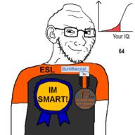 award badge bald burnthecoal_(user) esl glasses iq literal_who newfag retard smug soybooru stubble variant:soyak // 1200x1200 // 92.5KB