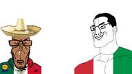 2soyjaks award brown_skin countrywar flag flag:italy flag:mexico gigachad glasses italy mexico mucus mustache smile sombrero soyjak subvariant:euromutt taco_bell variant:chudjak white_skin // 1559x876 // 331.3KB