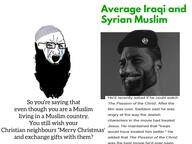 angry arab christianity clothes crying gigachad glasses hair hat iraq islam judaism open_mouth saddam_hussein smile soyjak syria text variant:soyak // 960x721 // 288.0KB