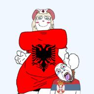 albania blue_eyes clothed crying ear female flag flag:albania flag:serbia glasses hanging mouse nurse_hat open_mouth red_cross rope serbia smile terrible_mouse tongue variant:bernd variant:gapejak yellow_sclera // 1080x1080 // 260.5KB