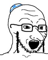 clothes glasses hat israel israeli judaism kike kippah large_nose open_mouth payos soyjak stubble variant:soyak // 644x800 // 22.8KB
