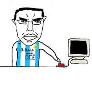 angry argentina argentina_national_football_team arm button clothes computer ear glasses hair hand millions_must_die soccer subvariant:chudjak_front text variant:chudjak // 867x922 // 133.8KB