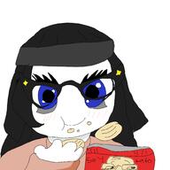 artist:cuteSoytan avengers beanie blue_eyes closed_mouth crumbs derp drawing eating girl glasses oc potato soy soylent soylent_(cacao) soytan_will_always_be_a_gemerald teeth variant:soytan wholesome // 1000x1000 // 54.1KB