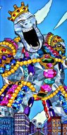 beard crown emerald full_body gem_skin gemstone giant glasses gold hands_on_hips homer_simpson laughing open_mouth ruby sky tanzanite the_simpsons variant:cobson // 1440x2906 // 4.7MB