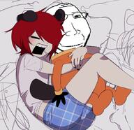 anime crying hugging orange_shirt variant:ishish_soyak_ears // 871x842 // 351.4KB