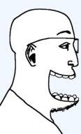 clothes ear eyebrows fucky open_mouth side_profile soyjak stubble teeth variant:fuckhead // 429x712 // 7.7KB
