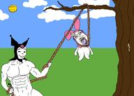 4soyjaks ack arm bloodshot_eyes buff crying hanging hello_kitty holding_rope kuromi lynching muscles my_melody op_is_a_esl_retard_who_cant_spell_tongue_properly rabbit rabbit_ears sanrio skull smile smug sun tongue tranny tree variant:bernd variant:chudjak white_skin yellow yellow_skin // 2100x1500 // 113.6KB