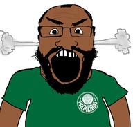 angry arm beard brazil brown_skin clothes fume glasses logo palmeiras soccer soyjak subvariant:science_lover tshirt variant:markiplier_soyjak // 504x484 // 43.5KB