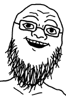 bald beard chin eyebrows forehead_lines forehead_wrinkles glasses jacksfilms open_mouth soyjak teeth variant:unknown weird white_background // 498x730 // 15.8KB