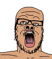 brown_eyes glasses irl open_mouth soyjak stubble variant:a24_slowburn_soyjak white_skin // 454x520 // 187.8KB