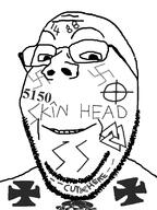 1488 5150 eyebrows glasses iron_cross nazism skeleton skinhead smile soyjak stubble subvariant:wholesome_soyjak swastika tattoo variant:gapejak // 600x800 // 24.8KB