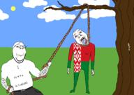 2soyjaks arm belarus belt bloodshot_eyes cloud country crying flag flag:belarus glasses grass hand hanging holding_object holding_rope i_hate lynching nigger nipple open_mouth rope shirtless sky smile soyjak stubble subvariant:wholesome_soyjak sun text tongue tree variant:bernd variant:gapejak // 2100x1500 // 181.0KB