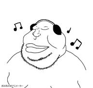 animated artist:romanian_schizo closed_eyes closed_mouth ext=gif fat happy headphones music obese series:muttverse soyjak stubble variant:meximutt // 400x382 // 223.4KB