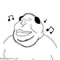animated closed_eyes closed_mouth ext=gif fat happy headphones music obese series:muttverse soyjak stubble variant:meximutt // 400x382 // 223.4KB