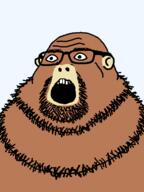 bald fat glasses monkey neckbeard open_eyes open_mouth transparent_background variant:neckbeardjak // 479x640 // 22.0KB