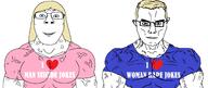 2soyjaks female glasses i_love smile subvariant:muscular_bernd subvariant:muscular_chud text variant:bernd variant:chudjak // 4096x1731 // 477.7KB