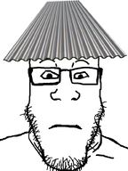 glasses looking_at_you metal object_on_head roofing steel stubble subvariant:neutralplier variant:markiplier_soyjak wavy_metal white_background // 600x800 // 185.0KB